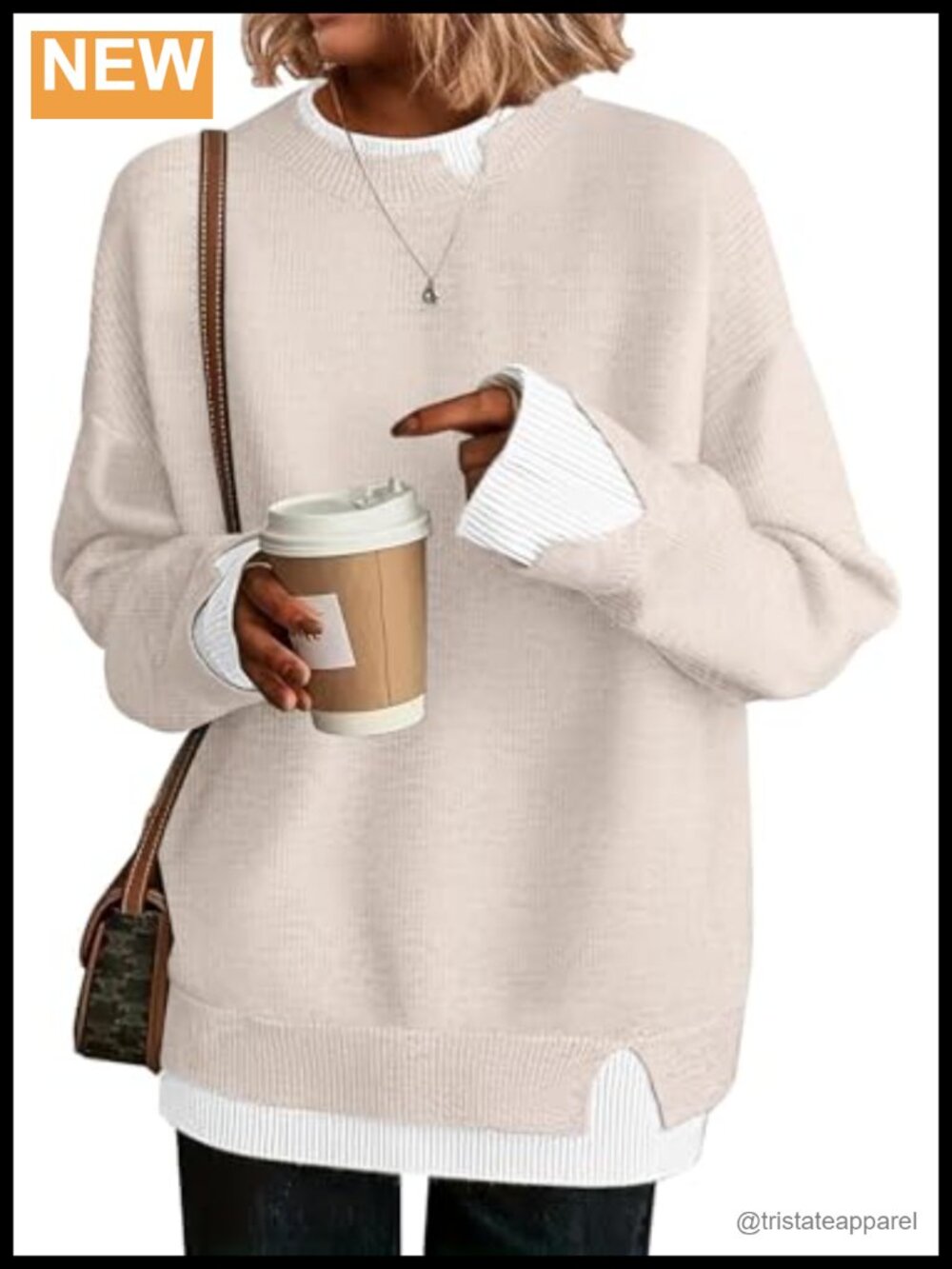 Oversized Knit Pullover Sweater Crew Neck Long Sleeve Fall Winter